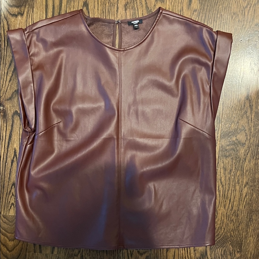 Express Faux Leather Top in Rich Brown